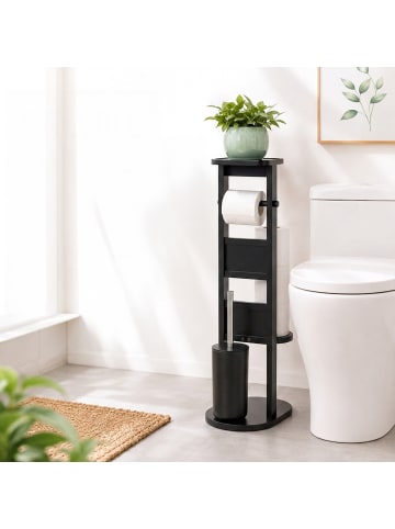 relaxdays WC Garnitur in Schwarz - (B)30 x (H)80 x (T)18 cm