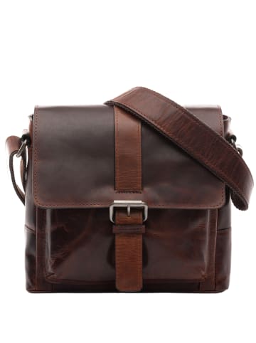 SID & VAIN Leder-Messenger Laptoptasche GRAHAM in braun