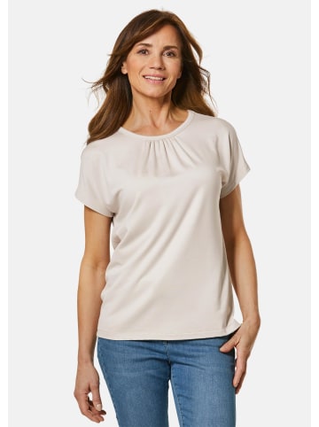 GOLDNER Kurzgröße: Bequemes Rundhalsshirt, glänzend in sand
