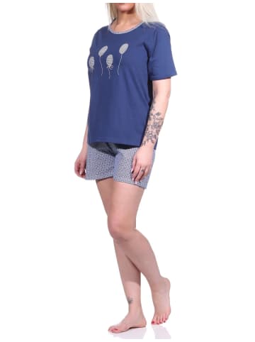 NORMANN Shorty kurze Pyjama Luftballon und print - 74324 in marine