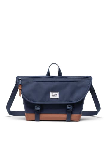 Herschel Cove Messenger - Umhängetasche S 24.5 cm (grid-black) in navy/saddle brown
