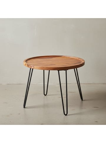 KADIMA DESIGN Couchtisch Massivholz 60x45x60 cm Wohnzimmertisch Rund
