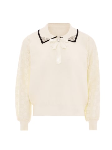 nascita Damen Strickpullover in Wollweiss Schwarz