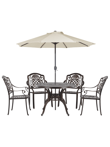 Beliani 6-tlg Gartentisch Set SALENTO in Braun/Beige