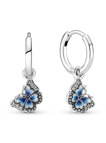 Pandora Damen-Creolen Silber Ohrringe Blauer Schmetterling