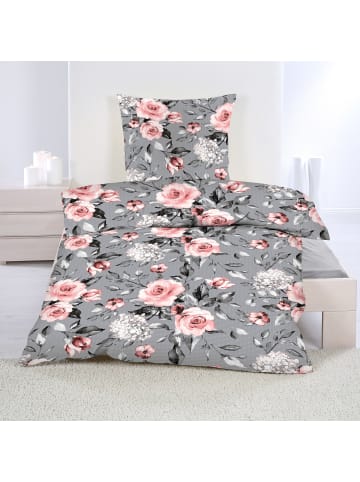 Casa Colori Seastar Casa Colori Microfaser Seersucker Bettwäsche - Rosen  in grau