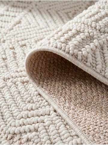 KADIMA DESIGN Flachgewebe-Teppich Ethno Streifen Boho Pflegeleicht in Creme