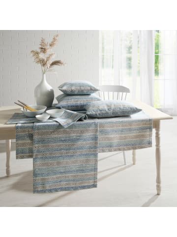 Erwin Müller Jacquard, Baumwollmischung, Gewebt Mitteldecke in blau-grau