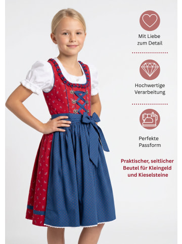 Nübler Kinderdirndl 3-teilig Emilia in Rot-Blau