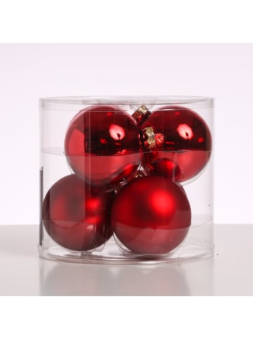 MARELIDA 6er Set Weihnachtskugeln Glas D: 8cm in rot