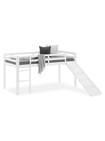 Homestyle4u Kinderbett 90x200 mit Rutsche in Weiß