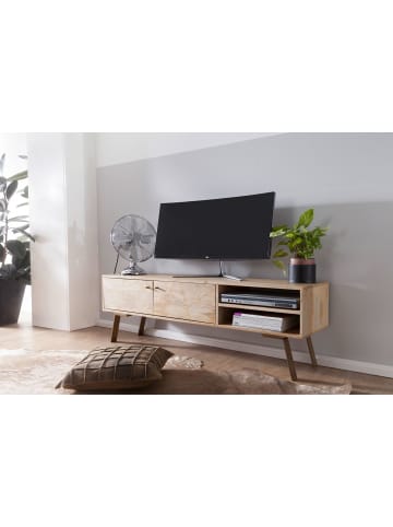 KADIMA DESIGN TV Lowboard Garda im Landhaus-Stil, für Fernseher bis 55 Zoll, Mango und Metall