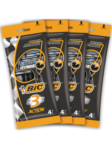 Bic 3 Action Rasierer Herren, 16 Einwegrasierer mit je 3 Klingen