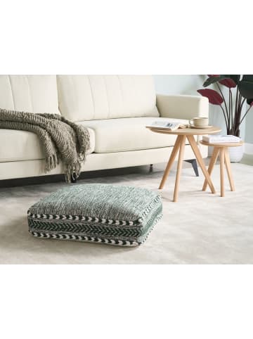 Beliani Pouf BIRCH in Grün/Weiß - (W) 60 x (H) 12 x (L) 60 cm