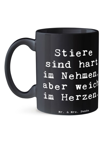 Mr. & Mrs. Panda Pott Spruch Stier Herz mit Spruch in Schwarz