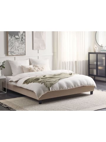 Beliani Doppelbett ROANNE in Beige/Braun - (W) 189 x (H) 29 x (L) 211 cm