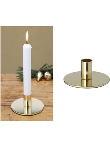 Novaliv 4er-Set Stabkerzenhalter Metall Gold 10x5cm Home Deko weihnachtliche T in Gold