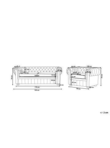 Beliani 2-tlg Sitzgruppe CHESTERFIELD in Beige/Braun