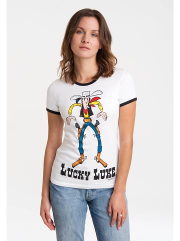 Logoshirt T-Shirt Lucky Luke in weiss-dunkelblau