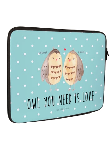 Mr. & Mrs. Panda Notebook Tasche Eulen Liebe mit Spruch in Türkis Pastell