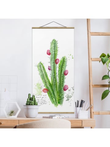 WALLART Stoffbild mit Posterleisten - Kaktus mit Bibelvers II in Grün