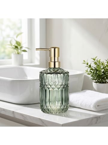 relaxdays 2 x Seifenspender in Grün/ Gold - 400 ml