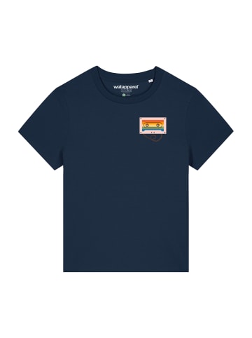 wat? Apparel T-Shirt Rainbow Cassette in Dunkelblau