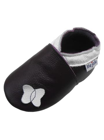 Mejale Dunkellila Baby-Leder-Laufschuhe, mit rutschfester Sohle - Schmetterlingsmotiv