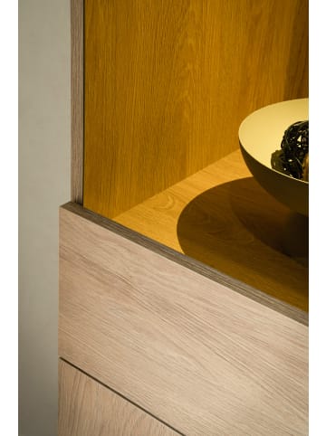 Furn.Design Wohnwand Stone Eiche, Wohnkombination 2-teilig 220 cm, mit Push-to-Open