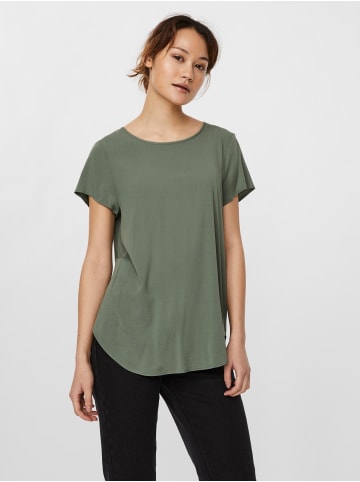 Vero Moda Langes Basic T-Shirt Kurzarm Top Einfarbiges Oberteil VMBECCA in Grün-2