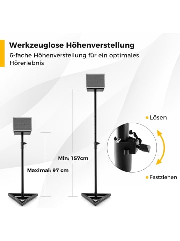 COSTWAY 2er Set Lautsprecherständer in Schwarz