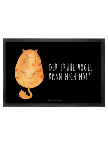 Mr. & Mrs. Panda Schmutzfangmatte Katze Frühaufsteher mit Spruch in Schwarz