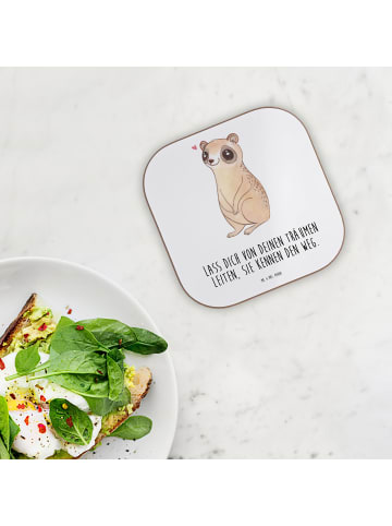 Mr. & Mrs. Panda Tischuntersetzer Plumplori Glücklich mit Spruch in Weiß