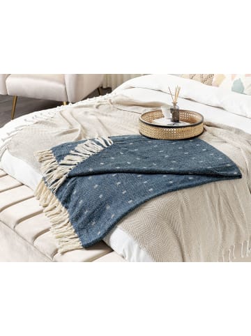 Beliani Kuscheldecke TAARI in Blau/Beige - (W) 130 x (H) 0.3 x (L) 170 cm
