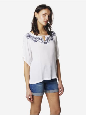 KOROSHI Bestickte schulterfreie Damenbluse in weiß