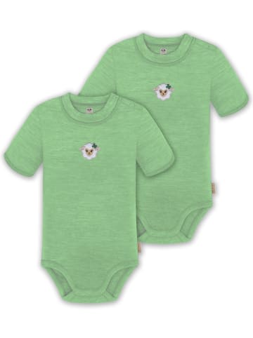 Normani Outdoor Sports Normani Outdoor Sports 2er Set Baby Unisex Merino Kurzarm Body mit Druckknopf in Grün
