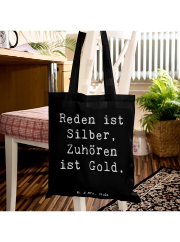 Mr. & Mrs. Panda Shopper Spruch Konflikte friedlich lösen mit Sp... in Schwarz