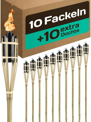 Praknu 10 Garten Fackeln für Draußen aus Bambus Holz 90cm - Lange Brenndauer