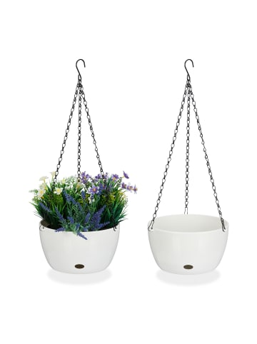 relaxdays 2 x Blumenampel in Weiß - (H)60 x Ø24 cm