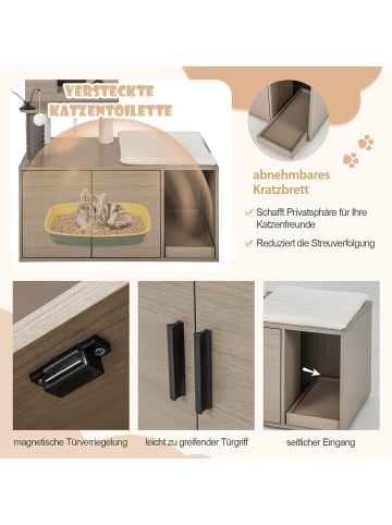 COSTWAY 2-in-1 Katzenbaum mit Höhle in Grau