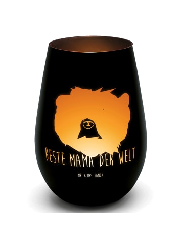 Mr. & Mrs. Panda Windlicht Glas Bär Königin mit Spruch in Schwarz