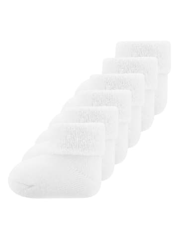 ewers 6er-Set Newborn Socken Uni/Ringel in weiß