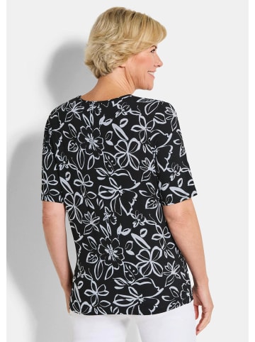 GOLDNER Cityshirt mit floralem Design in schwarz / weiß / gemustert