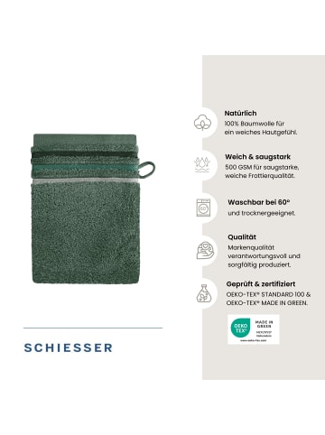 Schiesser Frottier-5er-Set: Waschhandschuhe Skyline Color in Dunkelgrün