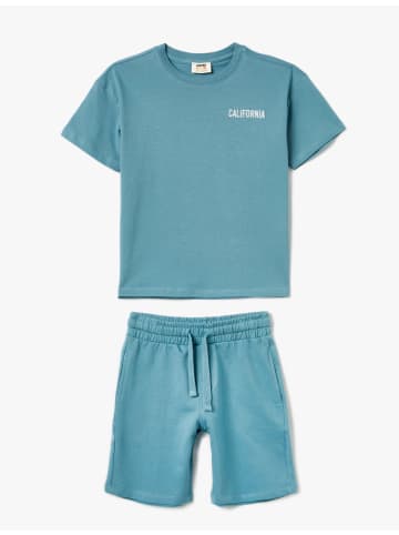 KOTON 2tlg. Outfit: T-Shirt/Short in Blau
