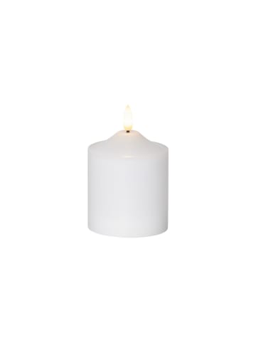STAR Trading LED Blockkerze ,Flamme', Batterie und Timer, flackernd, warmweiß, 12cm