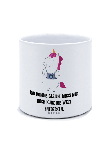 Mr. & Mrs. Panda Blumentopf Groß Einhorn Fotograf mit Spruch in Weiß