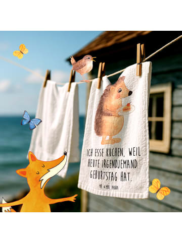 Mr. & Mrs. Panda Gästehandtücher Igel Kuchenstück mit Spruch in Weiß