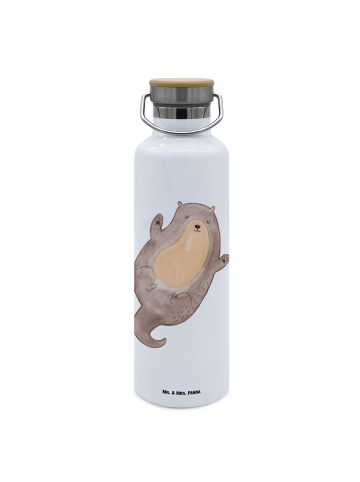 Mr. & Mrs. Panda Trinkflasche Otter Umarmen ohne Spruch in Weiß