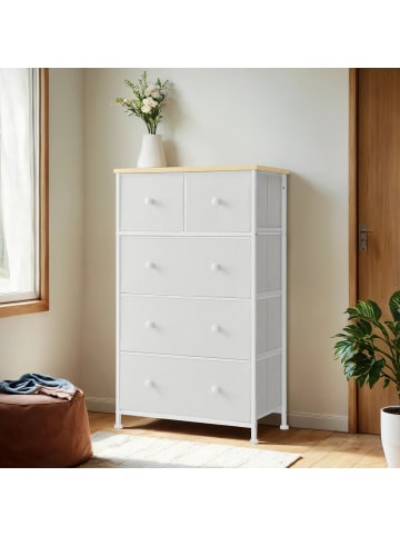 SONGMICS Kommode Bellah in Creme-Eichenfarben - (B)56.1 x (H)93.1 x (T)30.1 cm